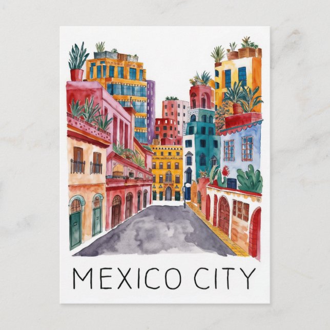 Carte Postale Aquarelle de Mexico (Devant)