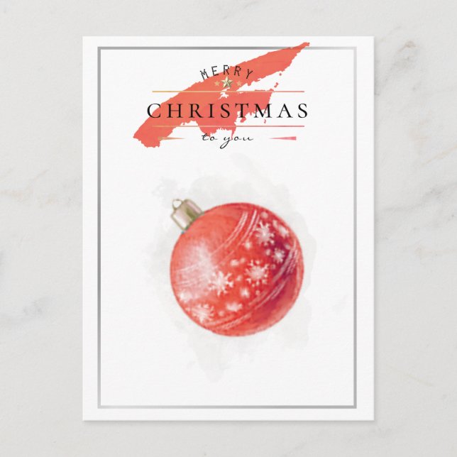 Carte Postale Aquarelle de Noël Arbre de Noël Rouge Boule (Devant)