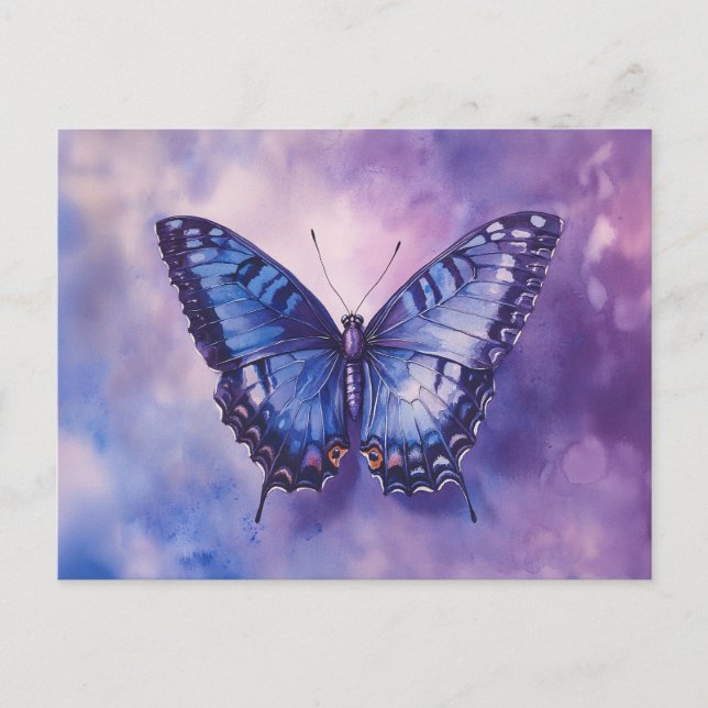 Carte Postale Aquarelle de papillon pourpre (Devant)