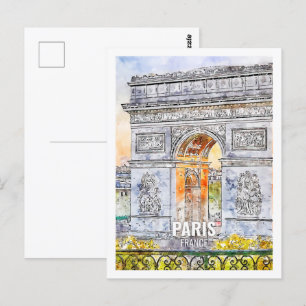 Carte Postale Aquarelle de Paris France
