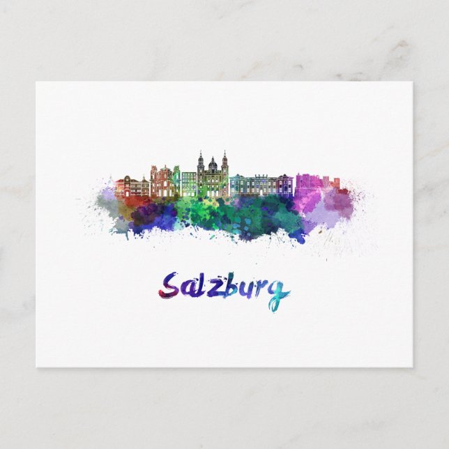 Carte Postale Aquarelle de Salzbourg (Devant)