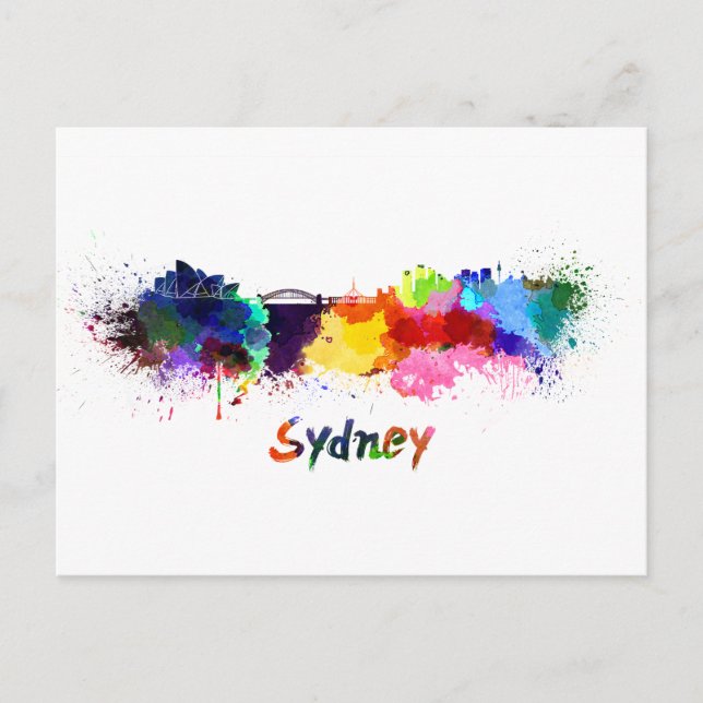 Carte Postale Aquarelle de Sydney (Devant)