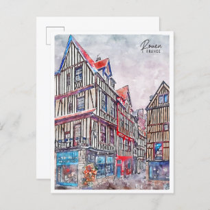 Carte Postale Aquarelle de voyage de Rouen France