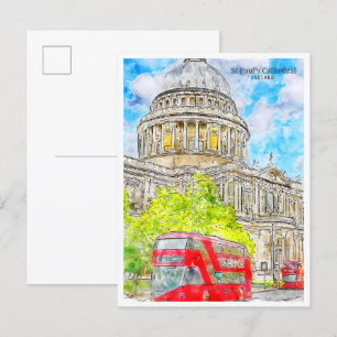 Carte Postale Aquarelle de voyage vintage de la cathédrale St Pa