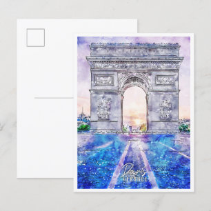 Carte Postale Aquarelle de voyage vintage Paris France