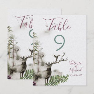 Carte Postale Aquarelle des bois Cerfs de forêt Numéro de tablea