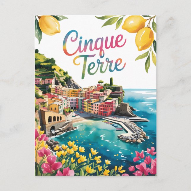 Carte Postale Aquarelle des Cinque Terre (Devant)