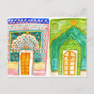 Carte Postale Aquarelle des portes Peacock Palais de la ville de
