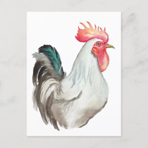 Carte Postale Aquarelle dessinée à la main d'un coq