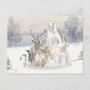 Carte Postale Aquarelle d'hiver Créatures de vacances