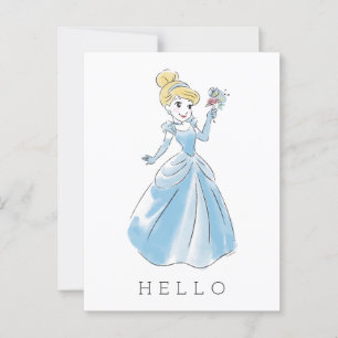 Carte Postale Aquarelle Disney Cinderella   Ajouter votre texte