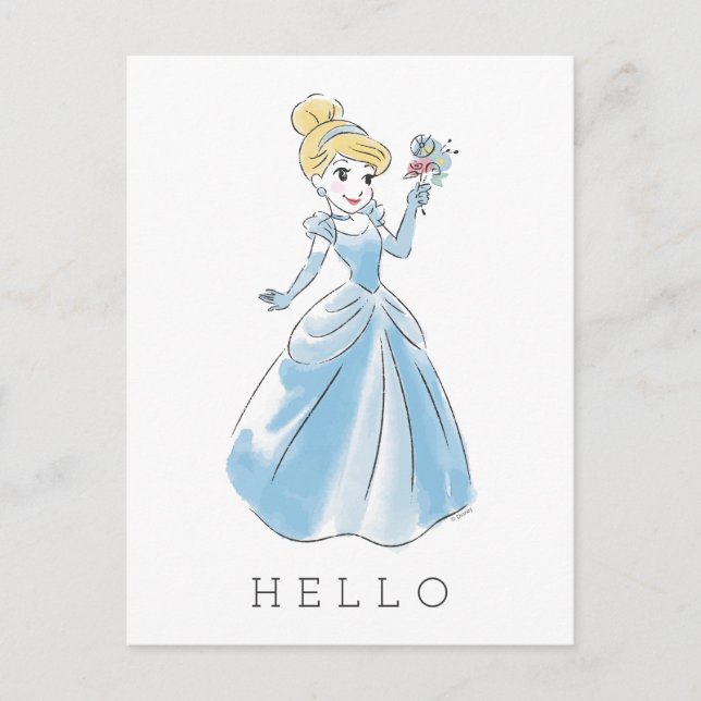 Carte Postale Aquarelle Disney Cinderella | Ajouter votre texte (Devant)