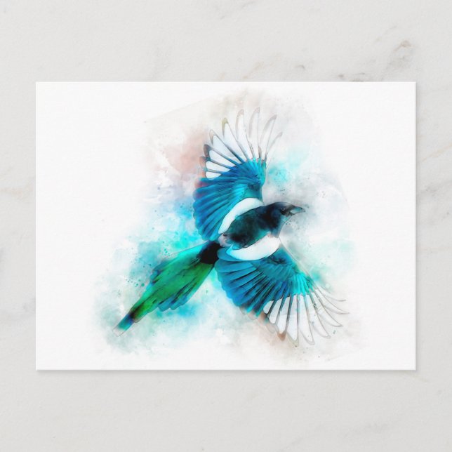 Carte Postale Aquarelle d'oiseau-mouche volant (Devant)