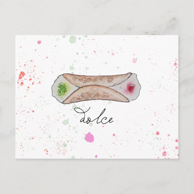 Carte Postale Aquarelle Dolce Cannolo (Devant)