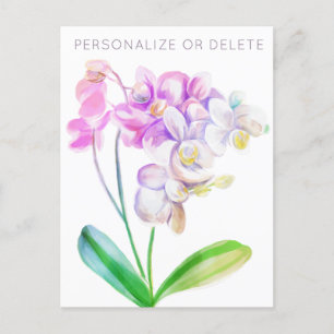 Carte Postale Aquarelle d'orchidée rose violet Floral Personnali
