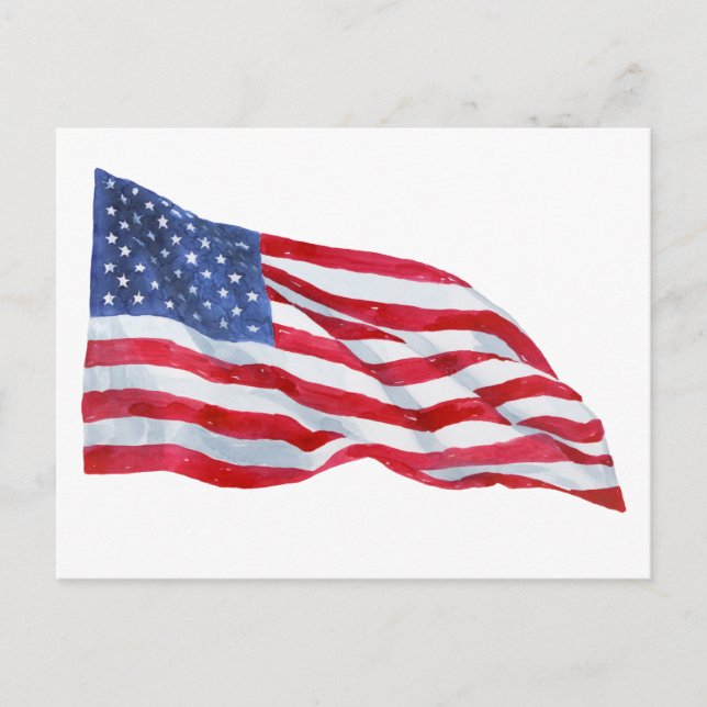 Carte Postale Aquarelle drapeau américain (Devant)