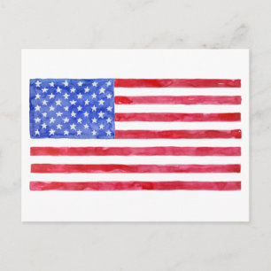 Carte Postale Aquarelle drapeau américain