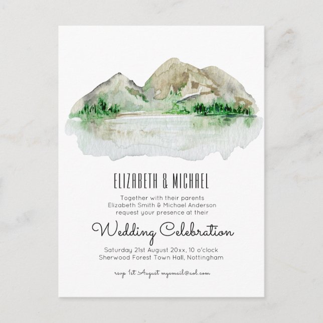 Carte Postale Aquarelle du lac Budget Mountain (Devant)