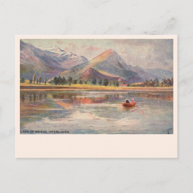 Carte Postale Aquarelle du lac de Brienz Suisse (Devant)