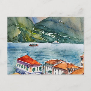 Carte Postale Aquarelle du lac de Côme