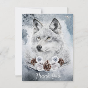 Carte Postale Aquarelle du loup blanc hiver