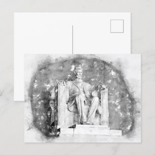 Carte Postale Aquarelle du Mémorial Lincoln
