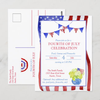 Carte Postale Aquarelle du Parti du 4 juillet