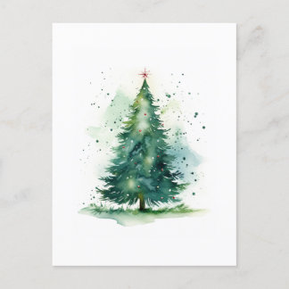 Carte Postale Aquarelle du sapin de Noël