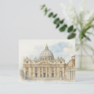 Carte postale aquarelle du Vatican   Basilique Sai