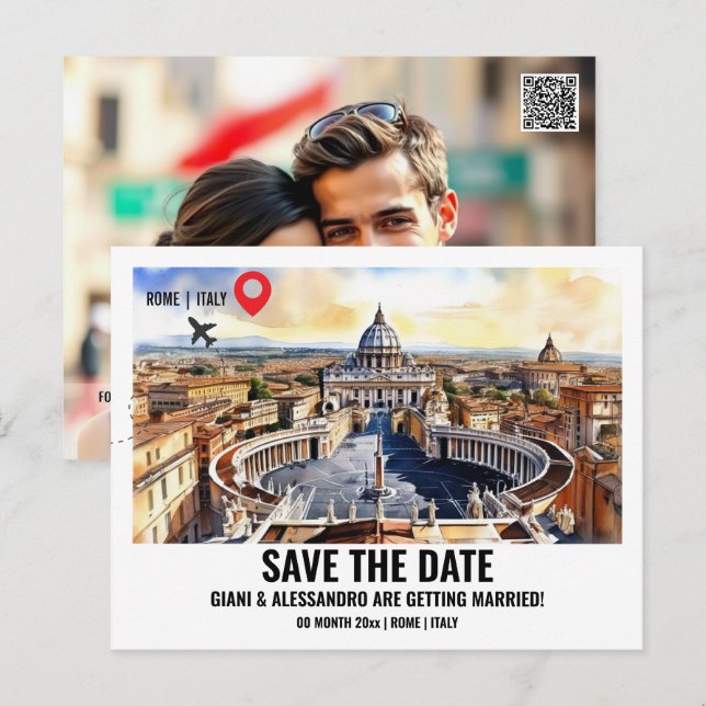 Carte Postale Aquarelle du Vatican Rome photo enregistrer le cou (Devant / Derrière)
