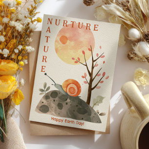 Carte Postale Aquarelle Élevage d'escargots Nature Journée de la