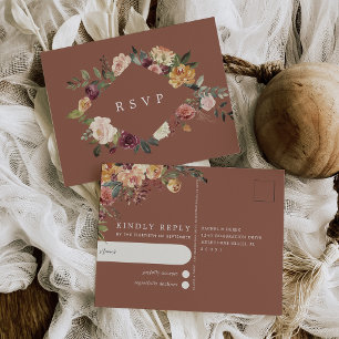 Carte Postale Aquarelle en fleur rustique Mariage floral RSVP