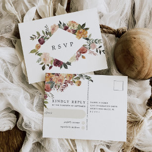 Carte Postale Aquarelle en fleur rustique Mariage floral RSVP