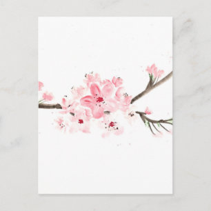 Carte Postale Aquarelle en fleurs de cerisier