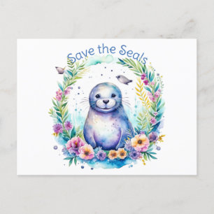 Carte Postale Aquarelle Enregistrer les phoques