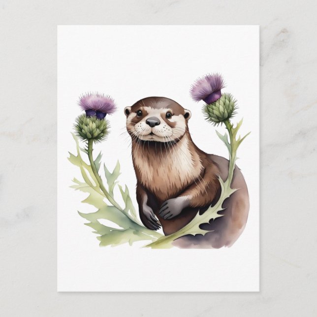Carte Postale Aquarelle et chardons (Devant)