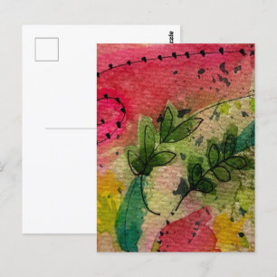 Carte Postale Aquarelle Et Encre Impressionnisme Abstrait Art