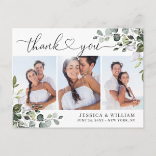 Carte Postale Aquarelle Eucalyptus Mariage 3 Merci photo