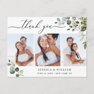 Carte Postale Aquarelle Eucalyptus Mariage 3 Merci photo