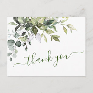 Carte Postale Aquarelle Eucalyptus Mariage de Merci vert