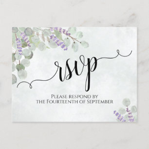 Carte Postale Aquarelle Eucalyptus & Mariage Lavande RSVP