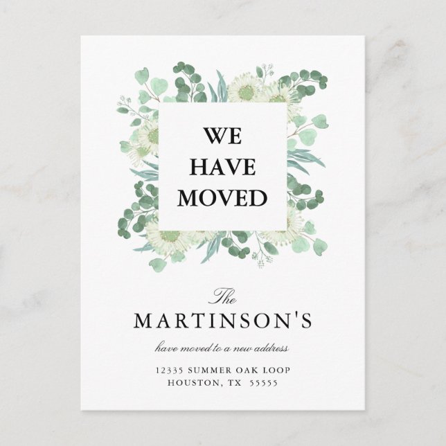 Carte Postale Aquarelle Eucalyptus Nous avons déplacé une nouvel (Devant)