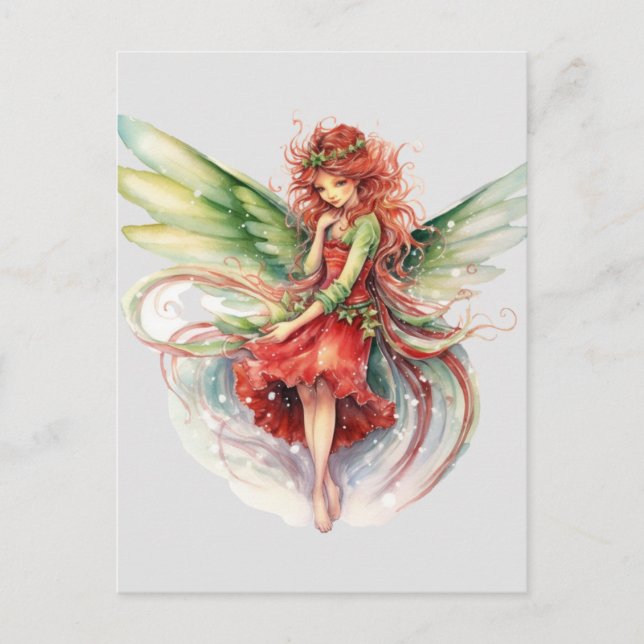 Carte Postale Aquarelle Fée de Noël (Devant)