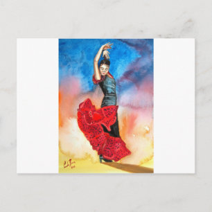 Carte Postale Aquarelle FLAMENCO DANCER