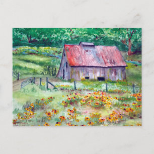 Carte Postale Aquarelle Fleur sauvage de la grange de Susans aux