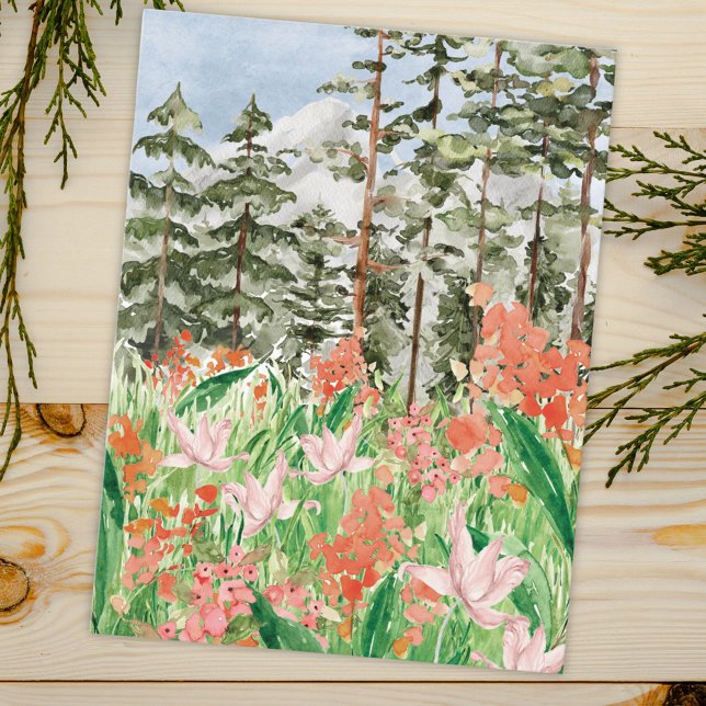 Carte Postale Aquarelle Fleur sauvage Fleur de prairie (Close up)