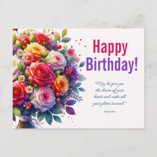 Carte Postale Aquarelle Fleurie Anniversaire