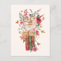 Aquarelle fleurie vieux livres sculpture vintage a