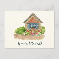 Aquarelle Fleurs de chalet Déménagé Nouvelle adres
