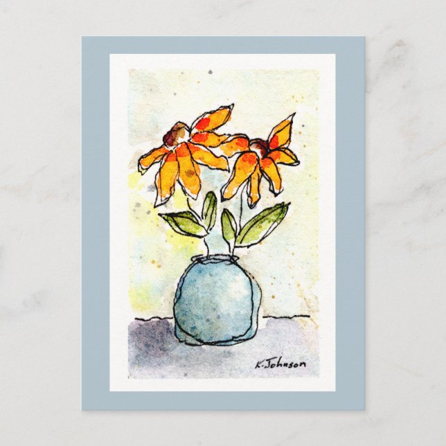 Carte postale Aquarelle Fleurs Jaunes (Devant)